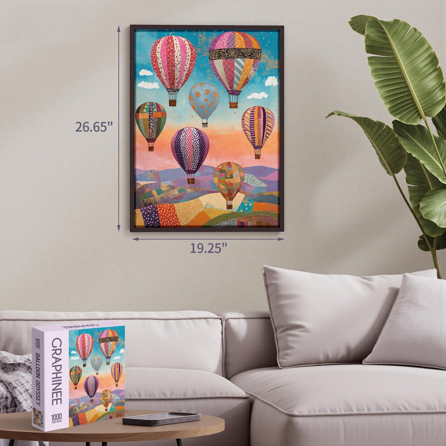 Graphinee 1000-Piece Jigsaw Puzzles for Adults – Hot Air Balloon Scene