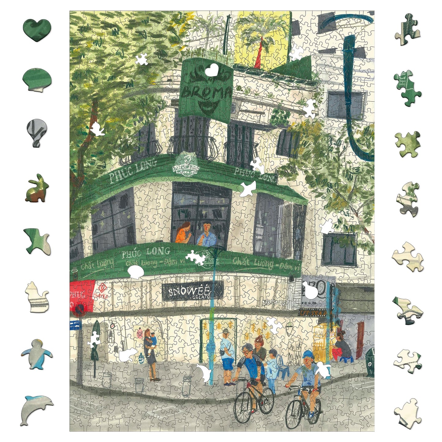 Graphinee 1000-Piece Jigsaw Puzzles for Adults – Street Corner Puzzle, Unique Shape Challenges