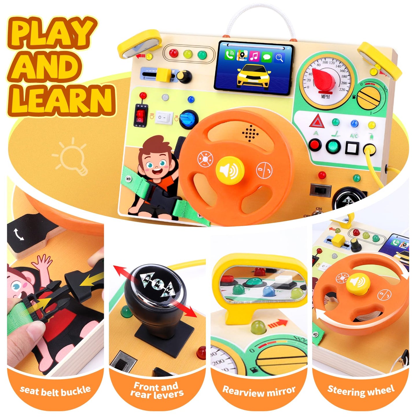 Grarain Busy Board for Toddlers – Montessori Sensory Toy for 1–3 Year Olds | Travel-Ready
