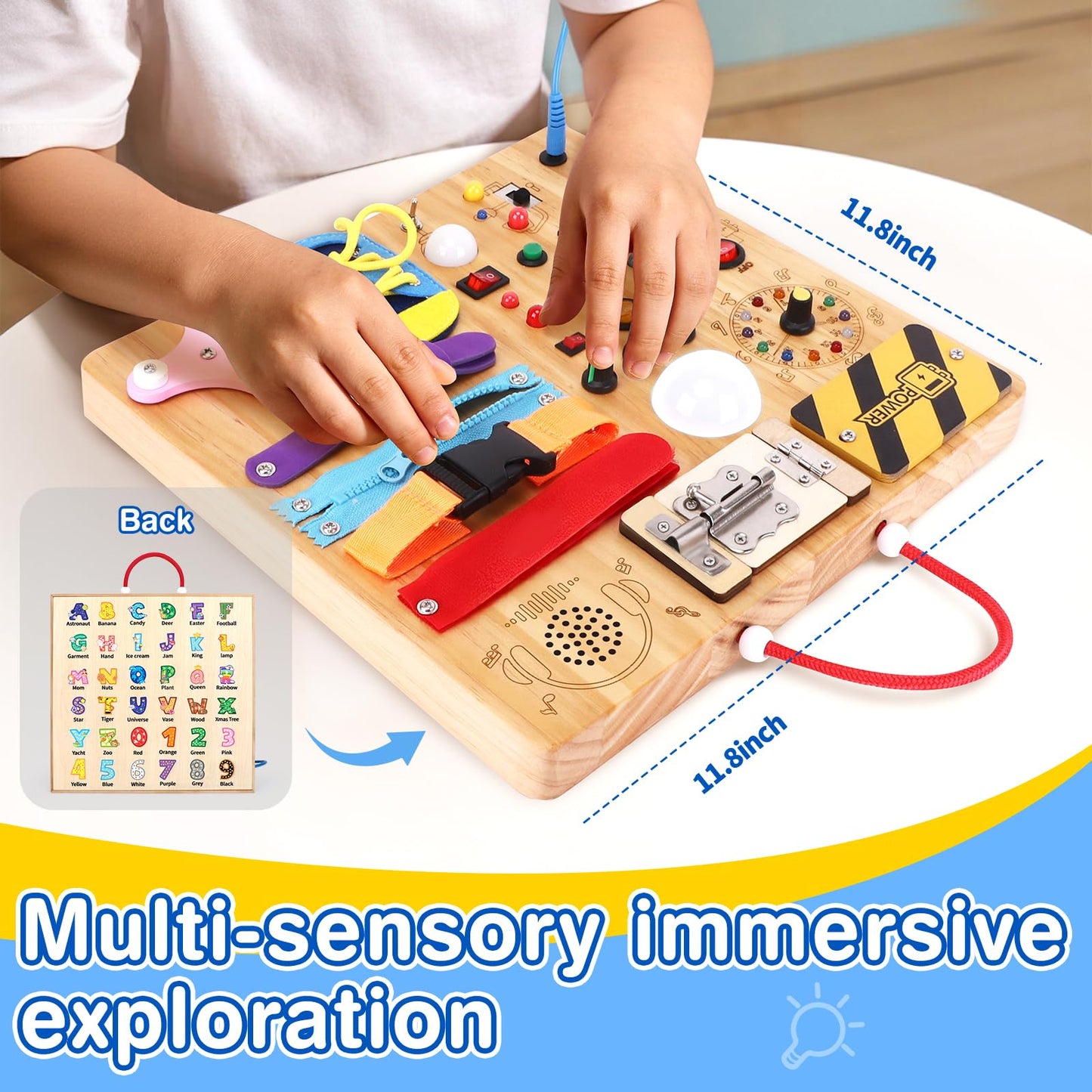Grarain Busy Board for Toddlers – Montessori Toy for 1-3 Year Olds | Travel-Friendly Sensory Learning