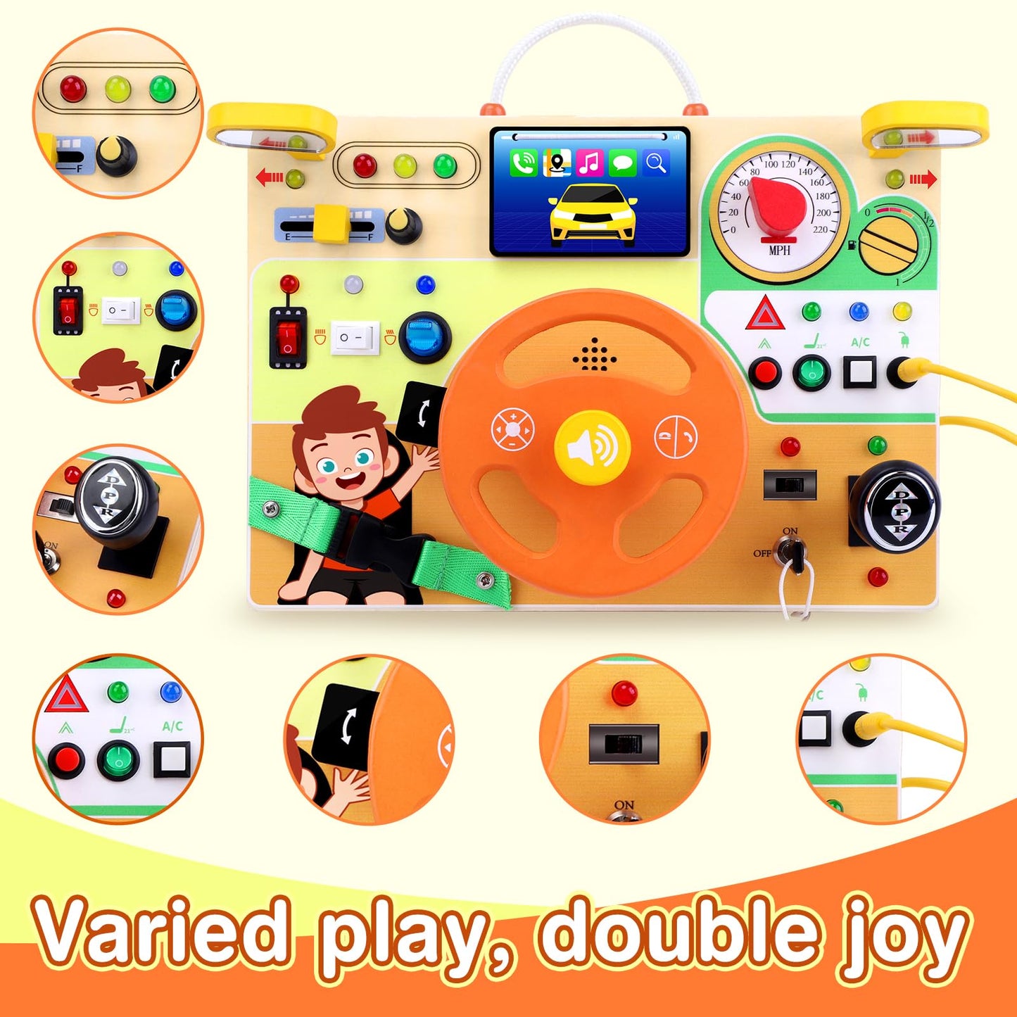 Grarain Busy Board for Toddlers – Montessori Sensory Toy for 1–3 Year Olds | Travel-Ready