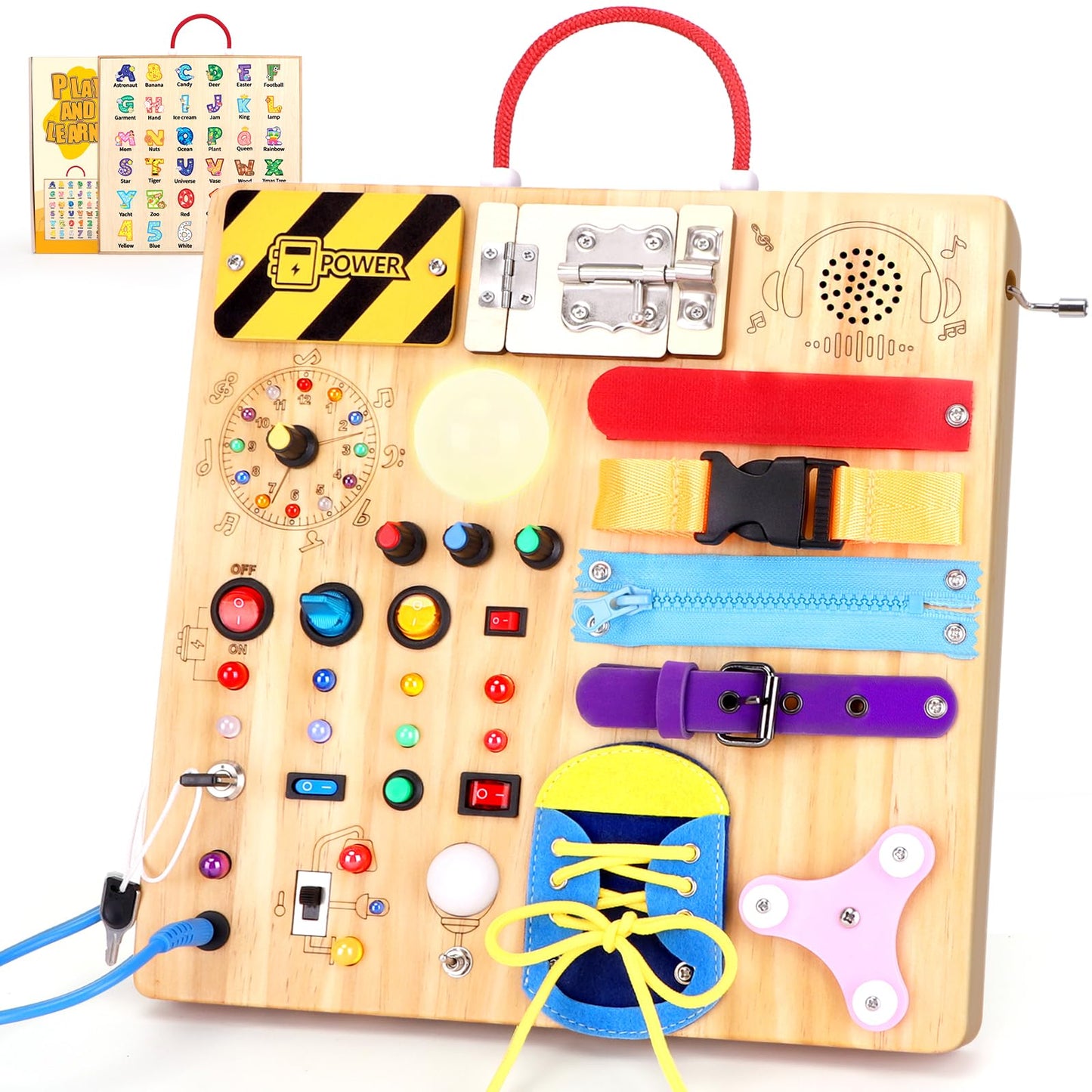 Grarain Busy Board for Toddlers – Montessori Toy for 1-3 Year Olds | Travel-Friendly Sensory Learning