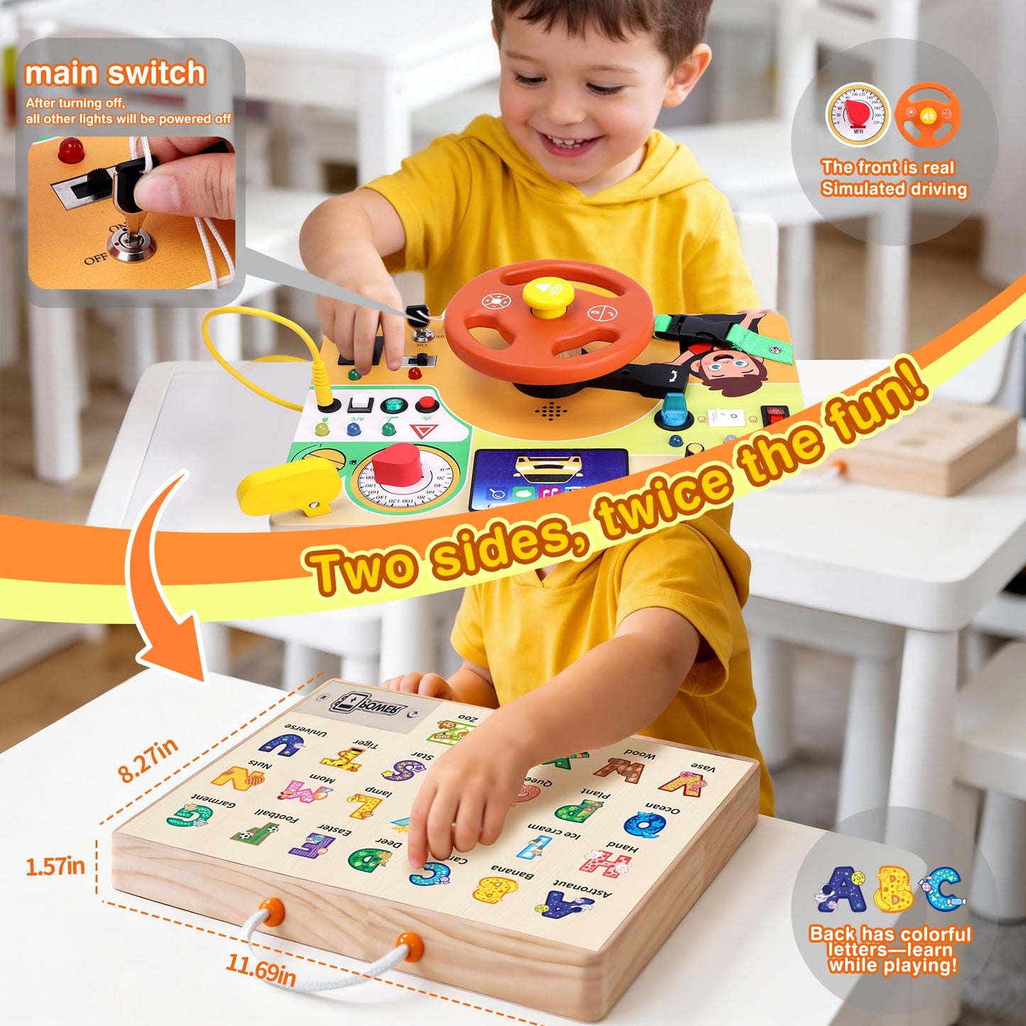 Grarain Busy Board for Toddlers – Montessori Sensory Toy for 1–3 Year Olds | Travel-Ready