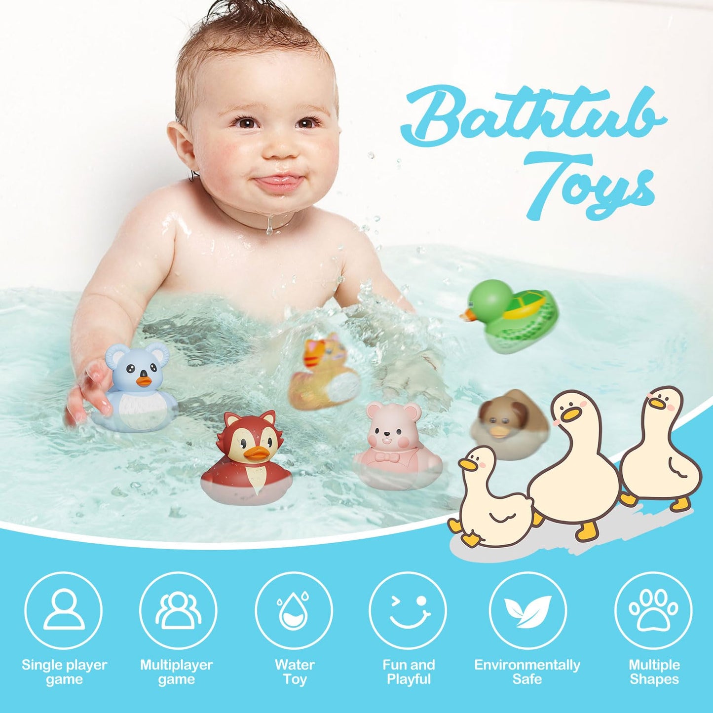 Grarain 25PCS Rubber Ducks – Safe No-Hole Bathtub Toys for Toddlers 18+ Months