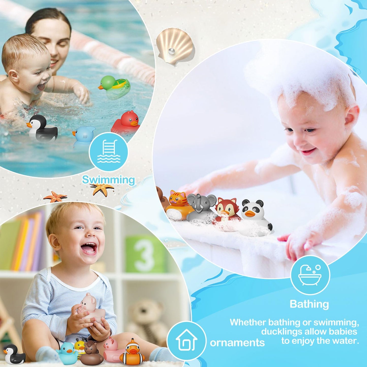 Grarain 25PCS Rubber Ducks – Safe No-Hole Bathtub Toys for Toddlers 18+ Months