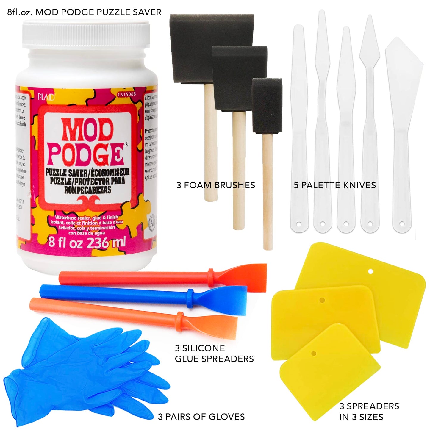 GRAS Art Bundles Mod Podge Puzzle Saver Kit – Glue, Brushes & Pixiss Accessory Set for Puzzles