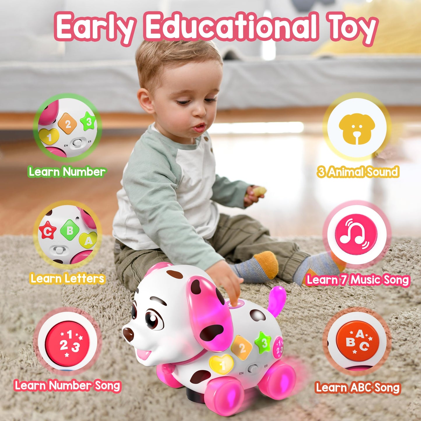 Grasili Musical Bilingual Puppy Toy for 1 Year Old Girls | Learning & Walking Toy (6-18 Months)