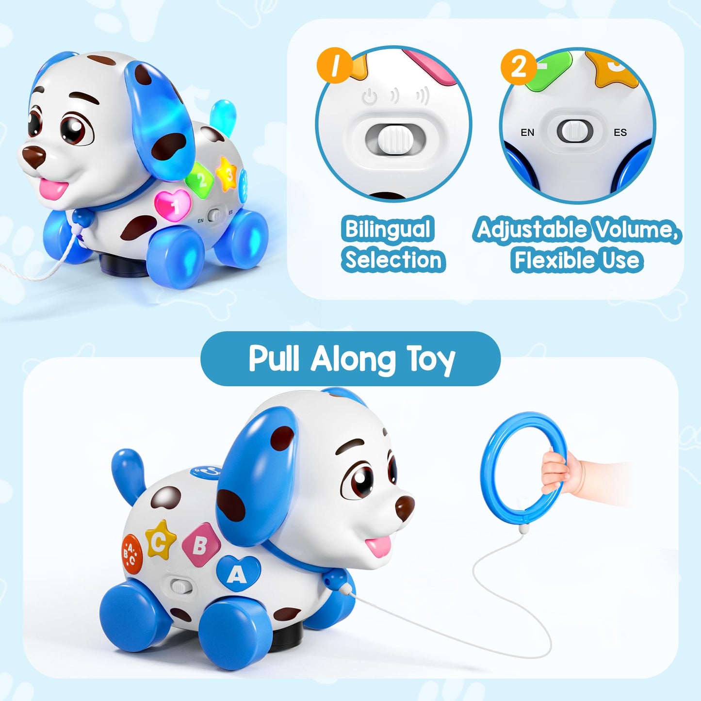 Grasili Musical Puppy Toy for 6-18 Months – Bilingual Early Learning Baby Toy
