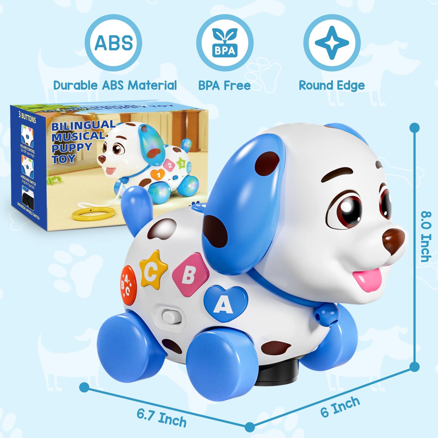 Grasili Musical Puppy Toy for 6-18 Months – Bilingual Early Learning Baby Toy