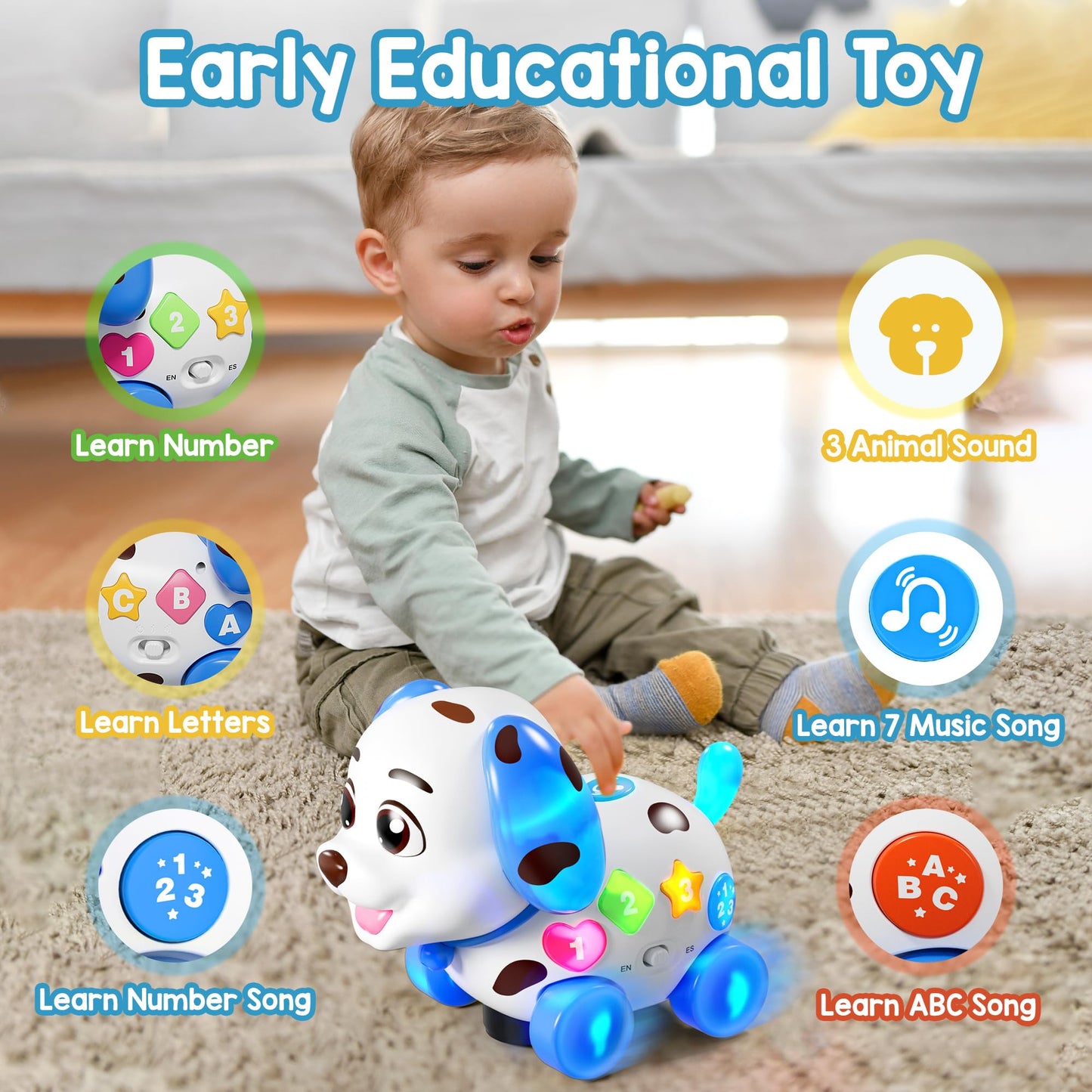 Grasili Musical Puppy Toy for 6-18 Months – Bilingual Early Learning Baby Toy