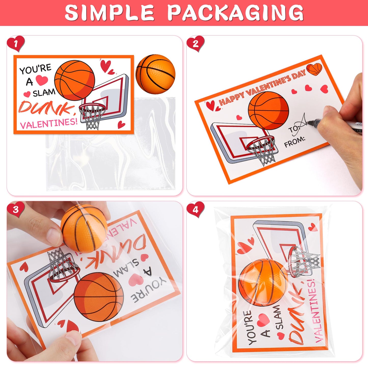 Grastfu 28-Pack Valentines Day Gifts for Kids – Sports Balls & Cards