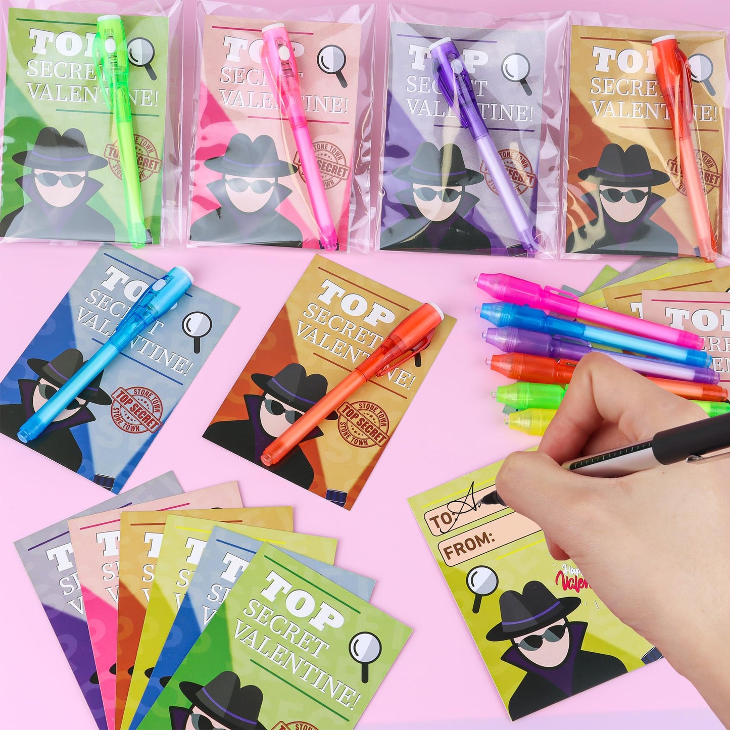 Grastfu 24-Pack Valentines Day Gifts for Kids — Invisible Ink Pens with Cards