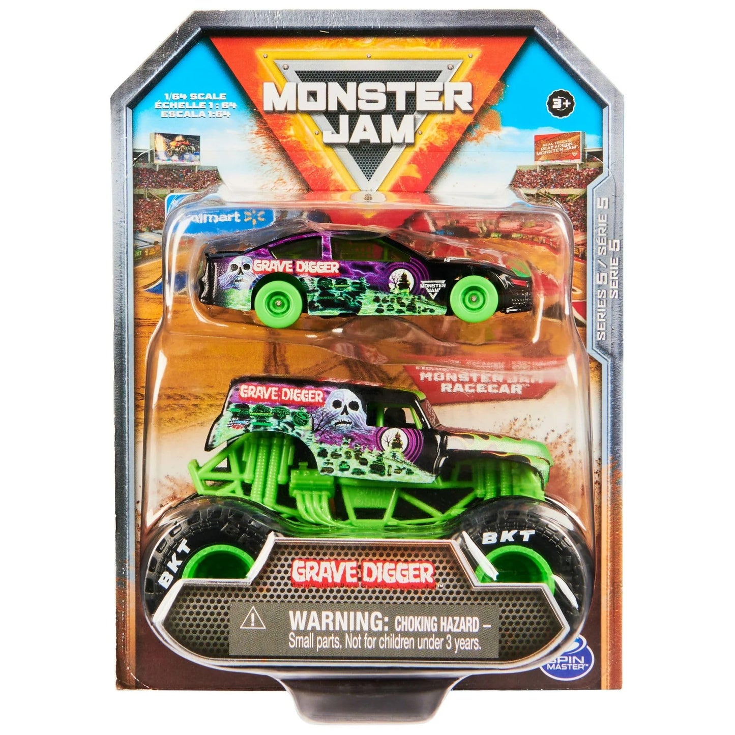 Monster Jam Grave Digger 1:64 Die-Cast Truck & Race Car 2-Pack | Series 5 Official