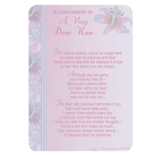 Graveside Memorial Card Loving Memory Nan