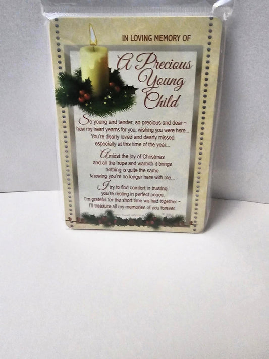 in loving memory od a precious  young child gravedaide card