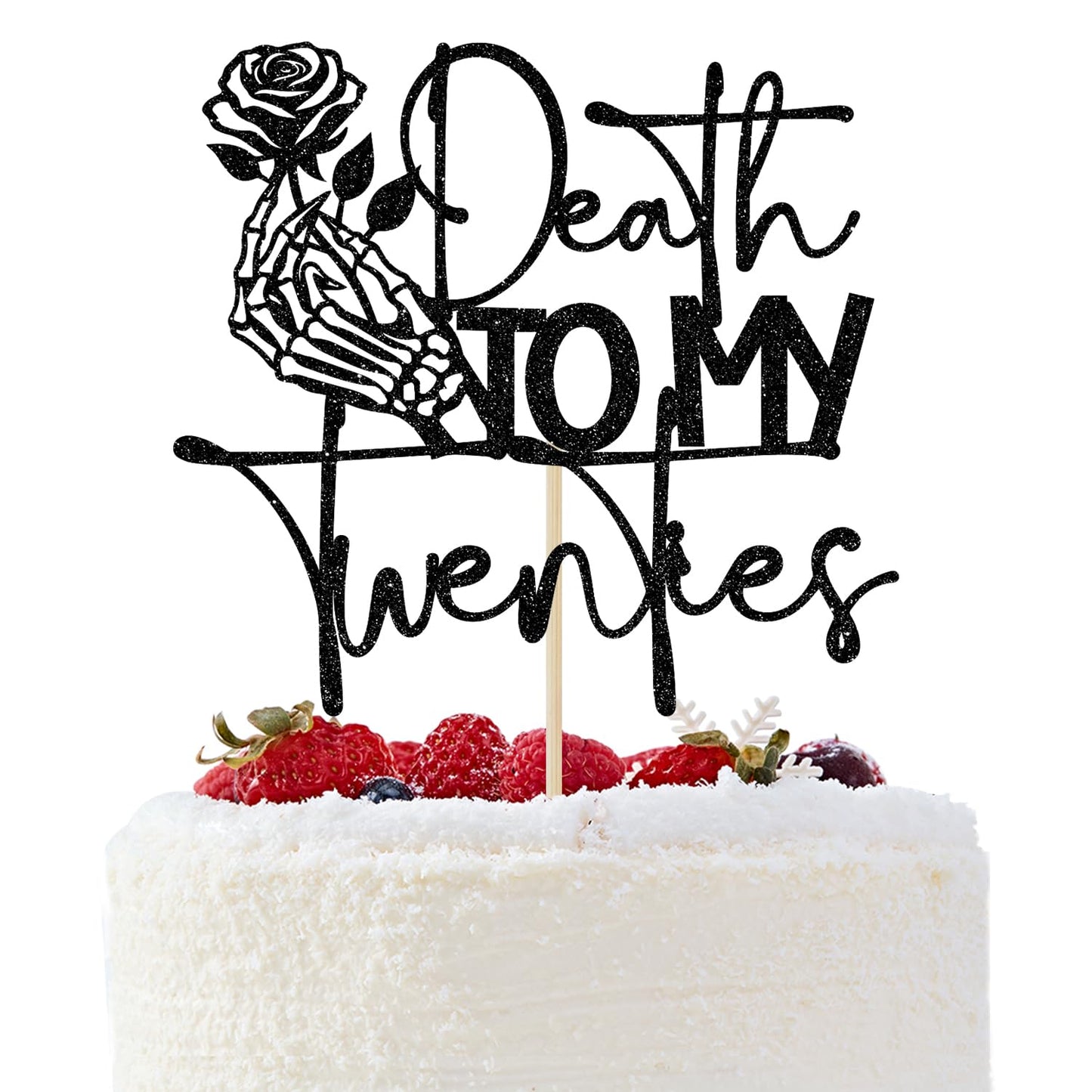 GREABRRY Death to My Twenties Cake Topper – Black Glitter Party Decor