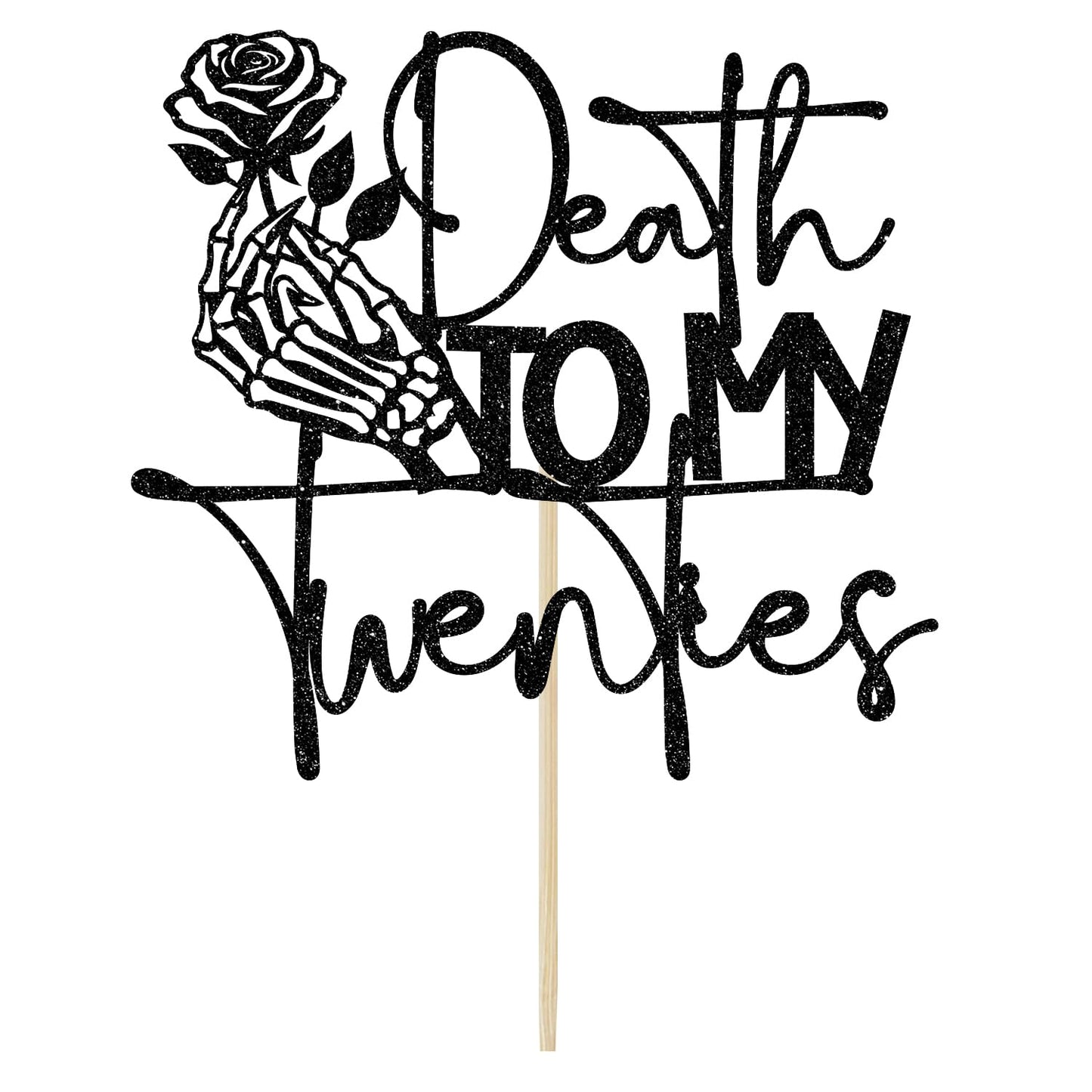 GREABRRY Death to My Twenties Cake Topper – Black Glitter Party Decor