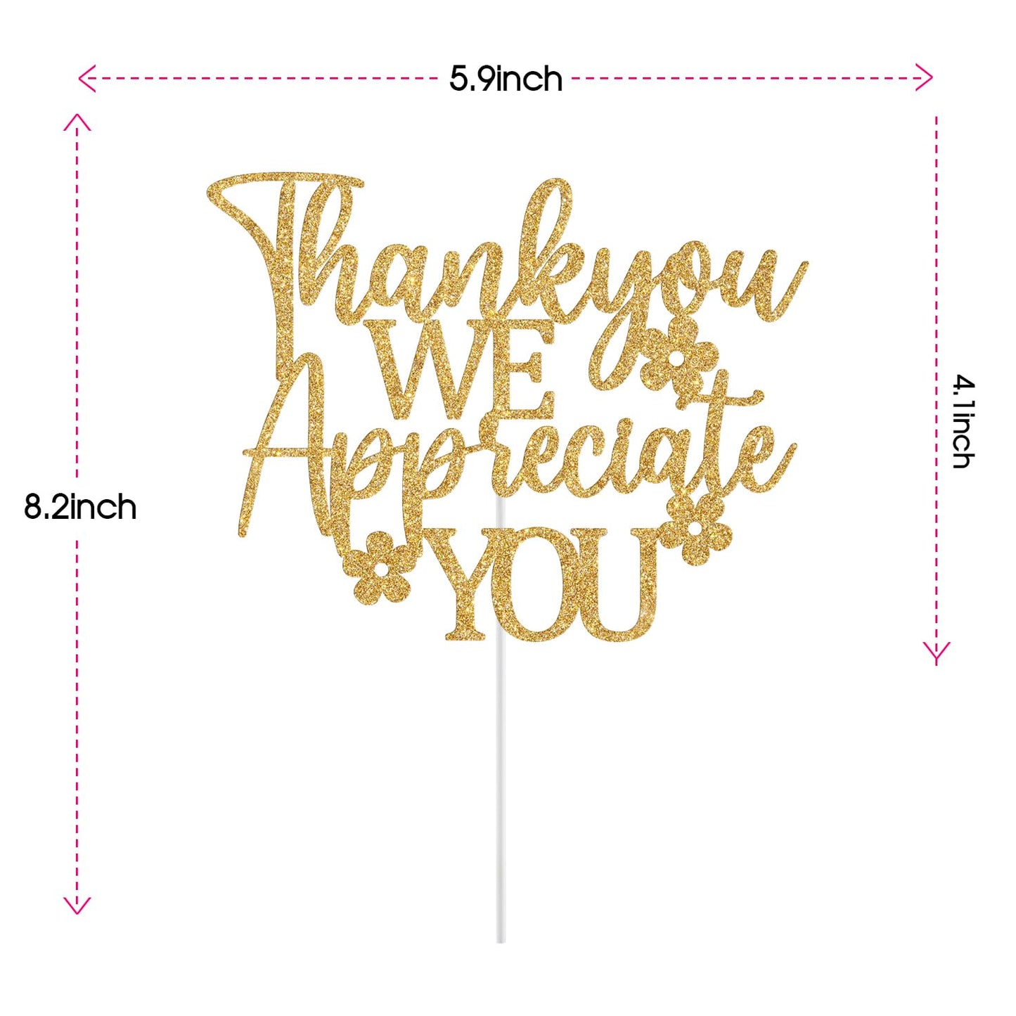 Thank You We Appreciate You Cake Topper - GREABRRY Gold Glitter Decorations