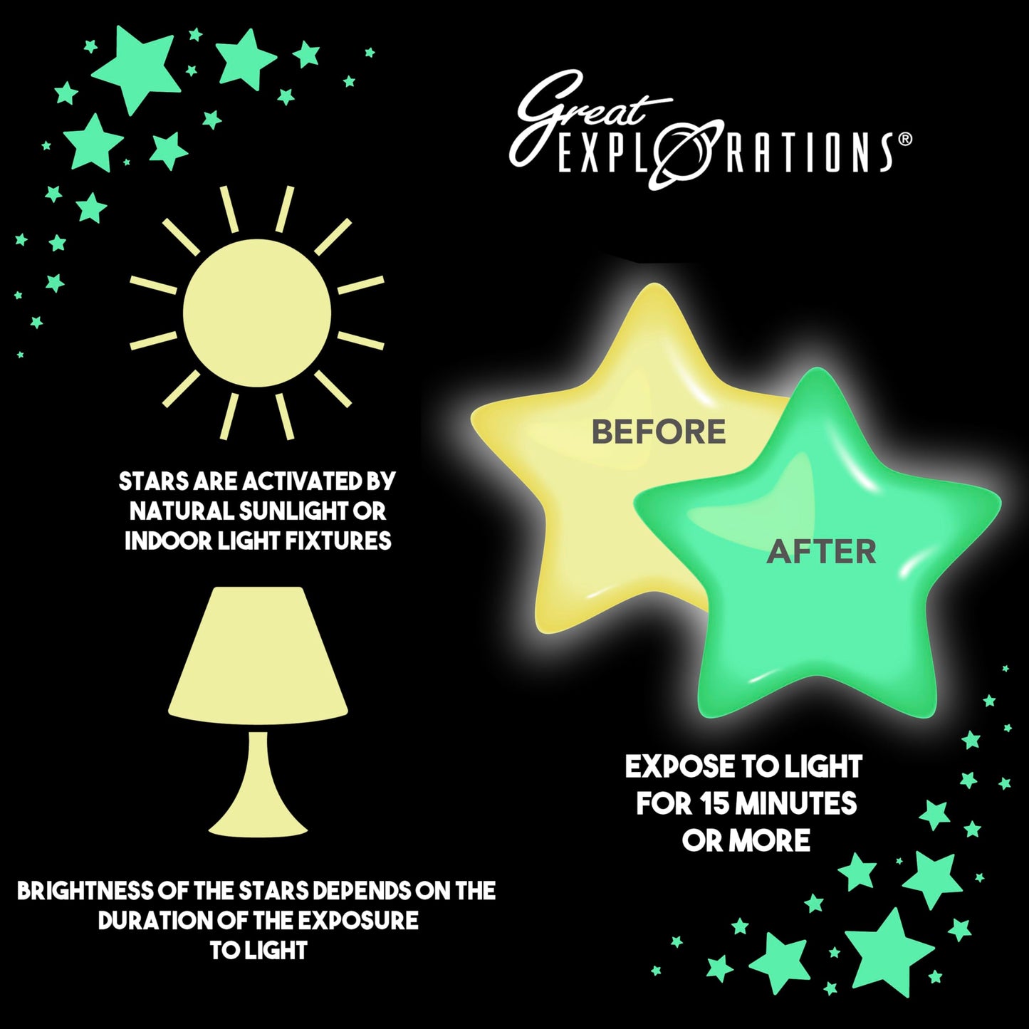 Great Explorations Glow In The Dark Wonder Stars (50 Stars) | University Games
