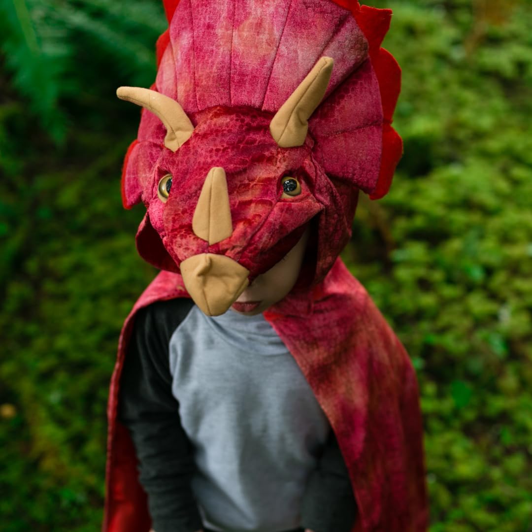 Great Pretenders Triceratops Hooded Cape for Kids, Size 4-5 – Dino Costume for Imaginative Play