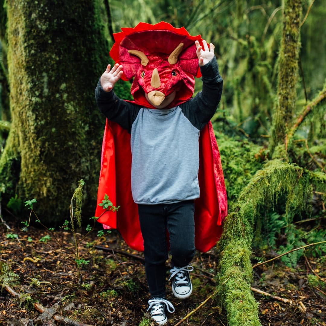 Great Pretenders Triceratops Hooded Cape for Kids, Size 4-5 – Dino Costume for Imaginative Play