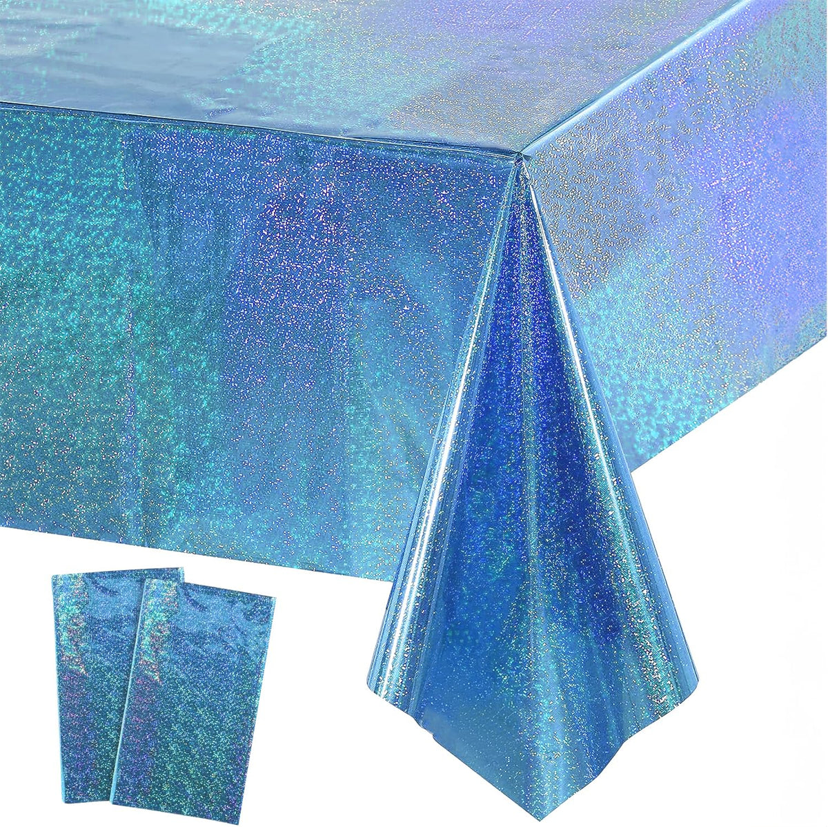 GREATRIL Blue Party Table Cover 54 x 108 in | 2 Pack for Frozen, Winter, Ocean Themes