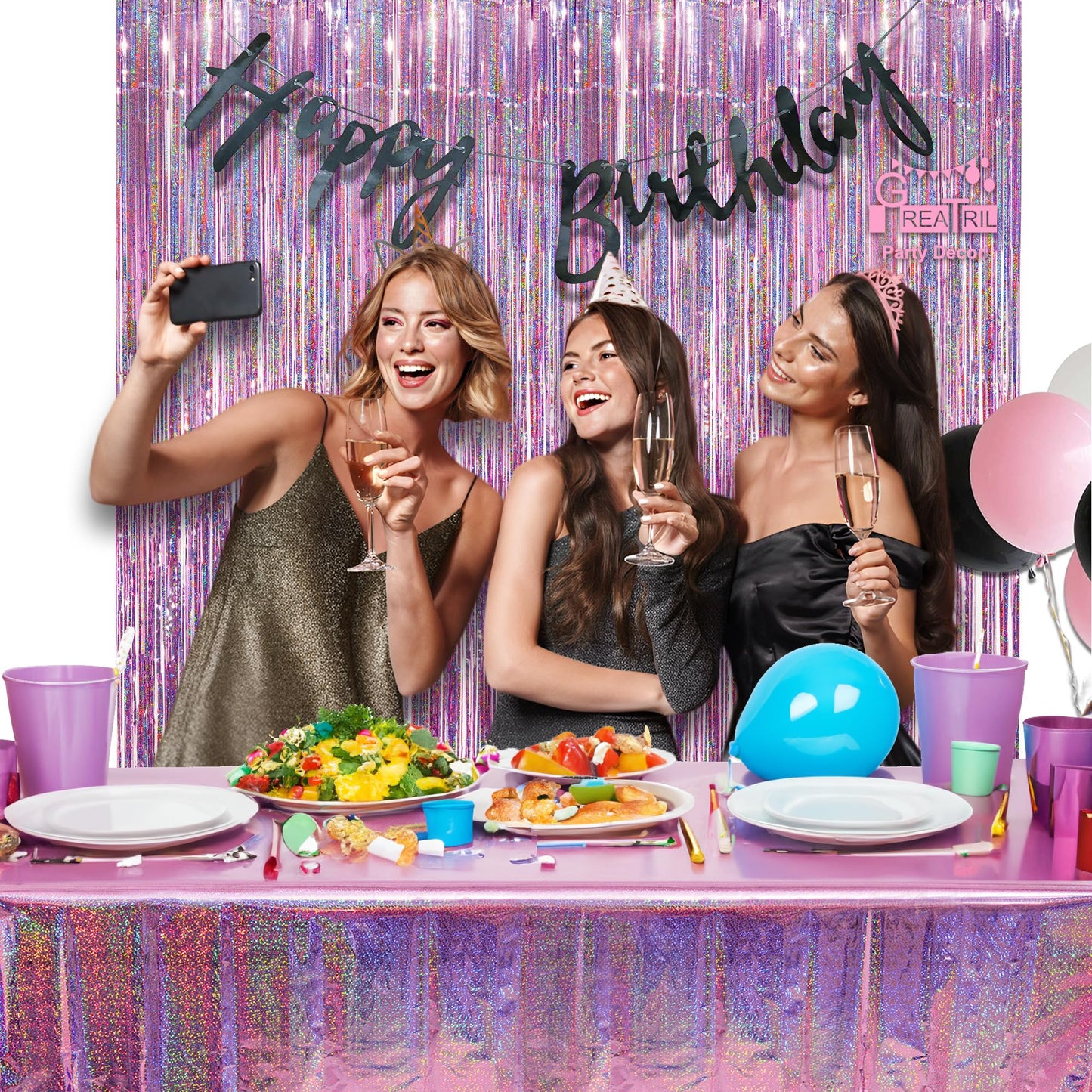 GREATRIL Pink Party Table Cloth – Disposable Rectangle Tablecover 54x108 in – 2 Packs