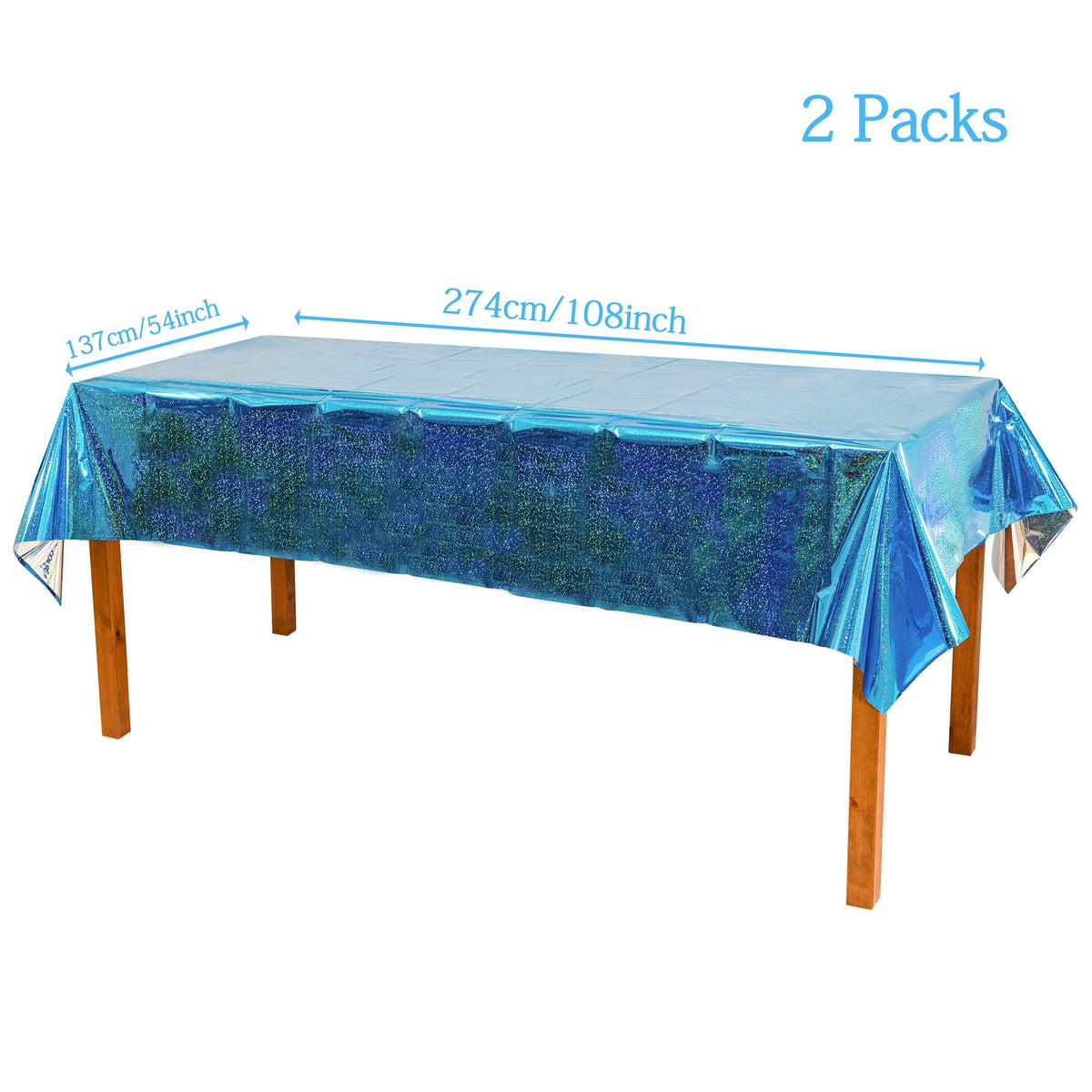 GREATRIL Blue Party Table Cover 54 x 108 in | 2 Pack for Frozen, Winter, Ocean Themes