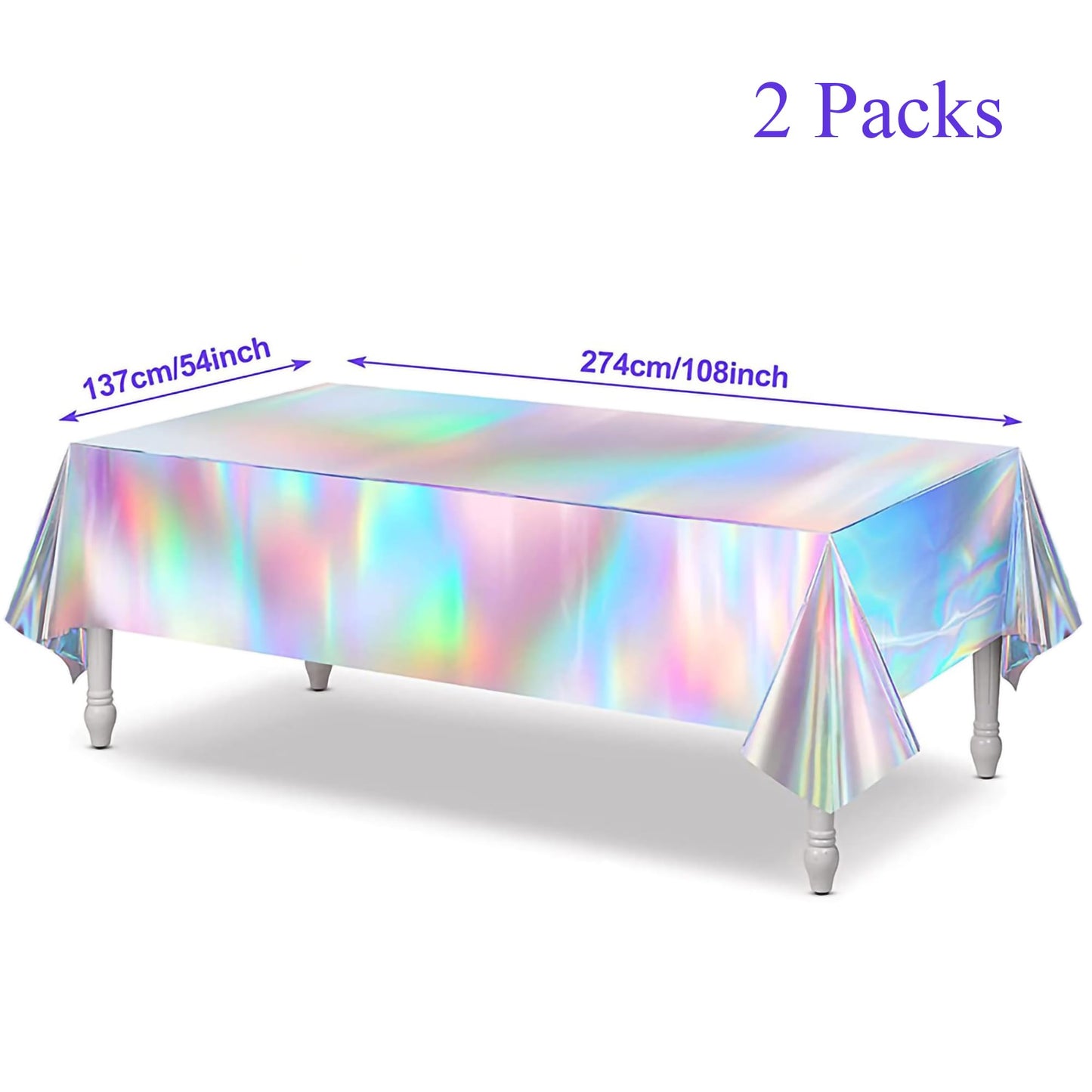 GREATRIL Iridescent Table Cloths – 54'' x 108'', 2 Pack, Mermaid/Undersea/Frozen/Demon Theme Party Decor