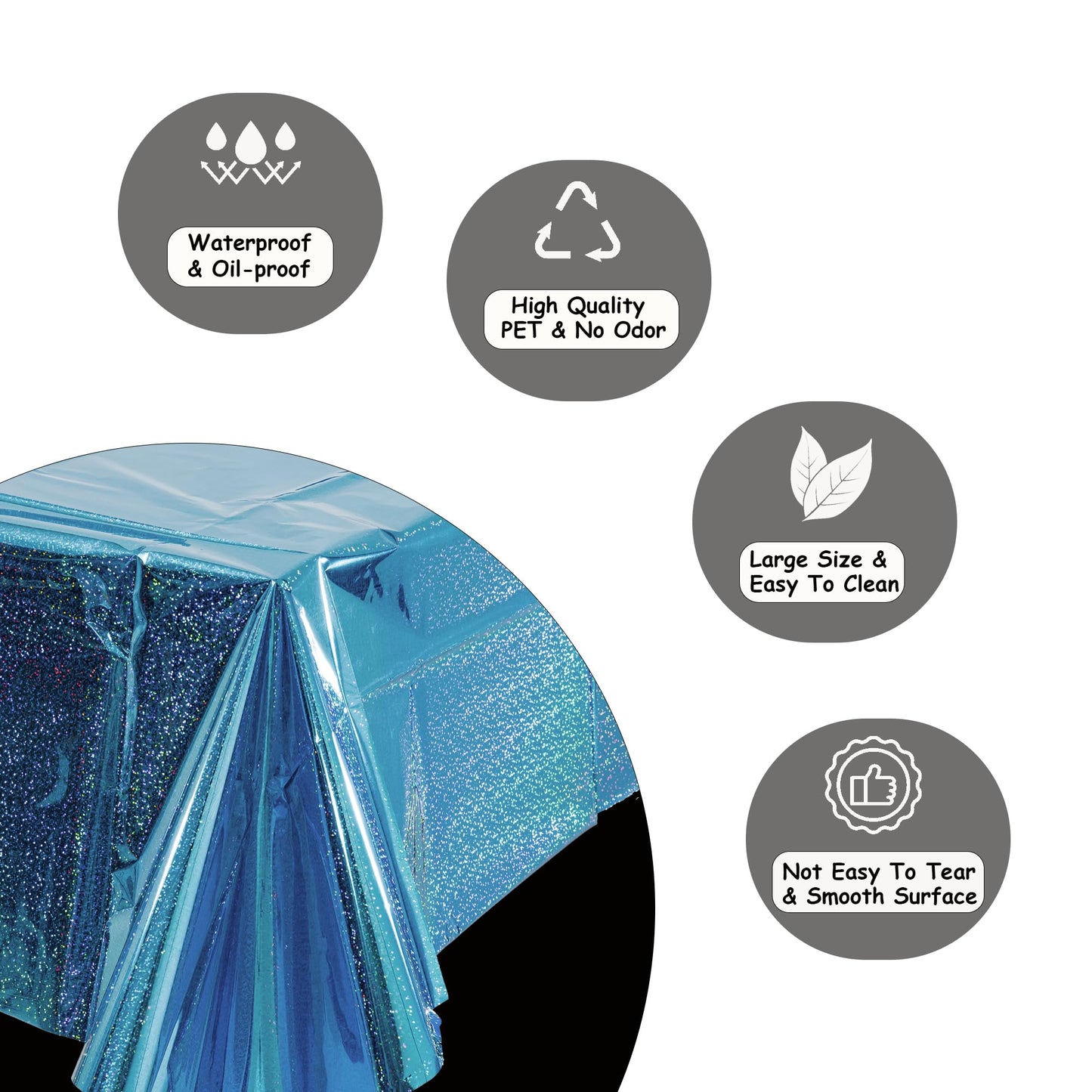 GREATRIL Blue Party Table Cover 54 x 108 in | 2 Pack for Frozen, Winter, Ocean Themes