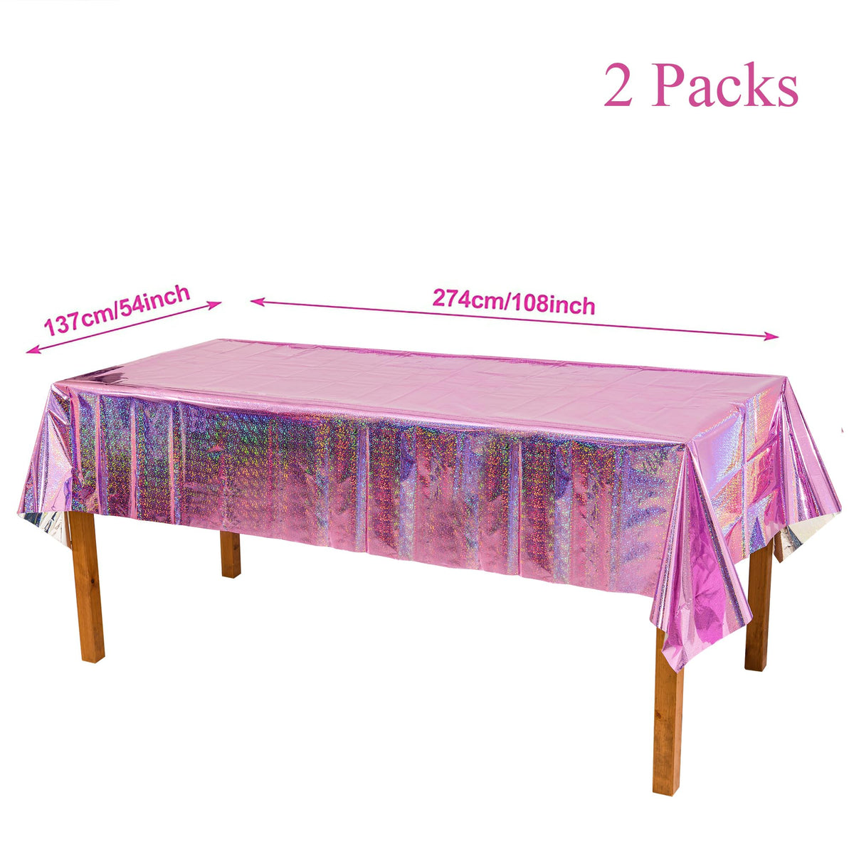 GREATRIL Pink Party Table Cloth – Disposable Rectangle Tablecover 54x108 in – 2 Packs