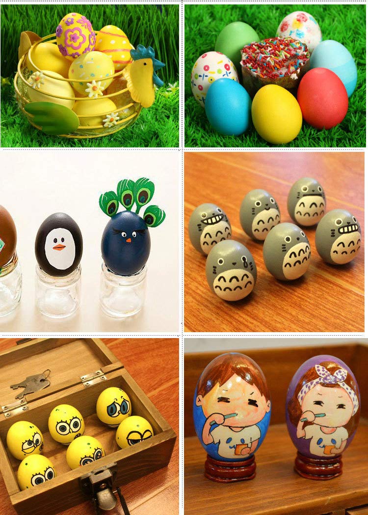 Green FABWOOD Wooden Fake Eggs – 6-Piece Decorative Set