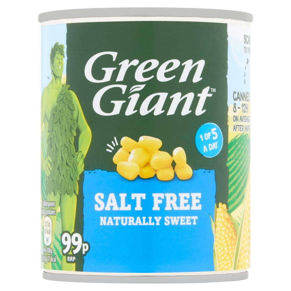 Green Giant Salt Free Sweetcorn, 198g (Pack of 12)