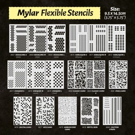 Green Stuff World - Mylar Flexible Stencils AMBUSH DISC CAMO (various sizes)