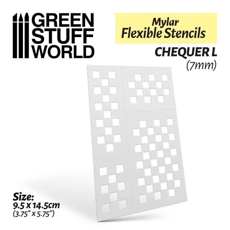 Green Stuff World - Mylar Flexible Stencils CHEQUER Large (7mm)