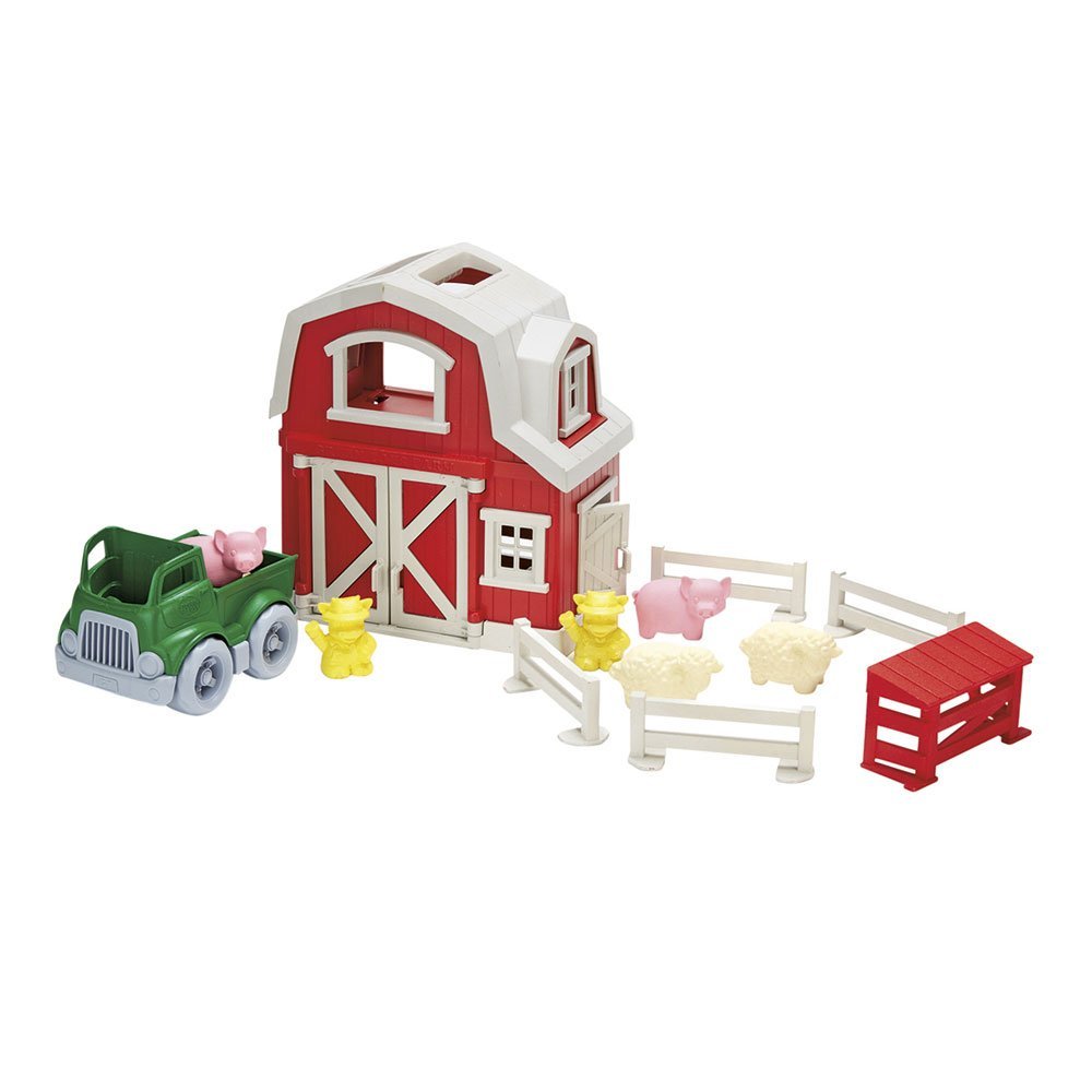 Green Toys Farm Playset - 13-Piece Pretend Play Set | Made in USA, Recycled Plastic