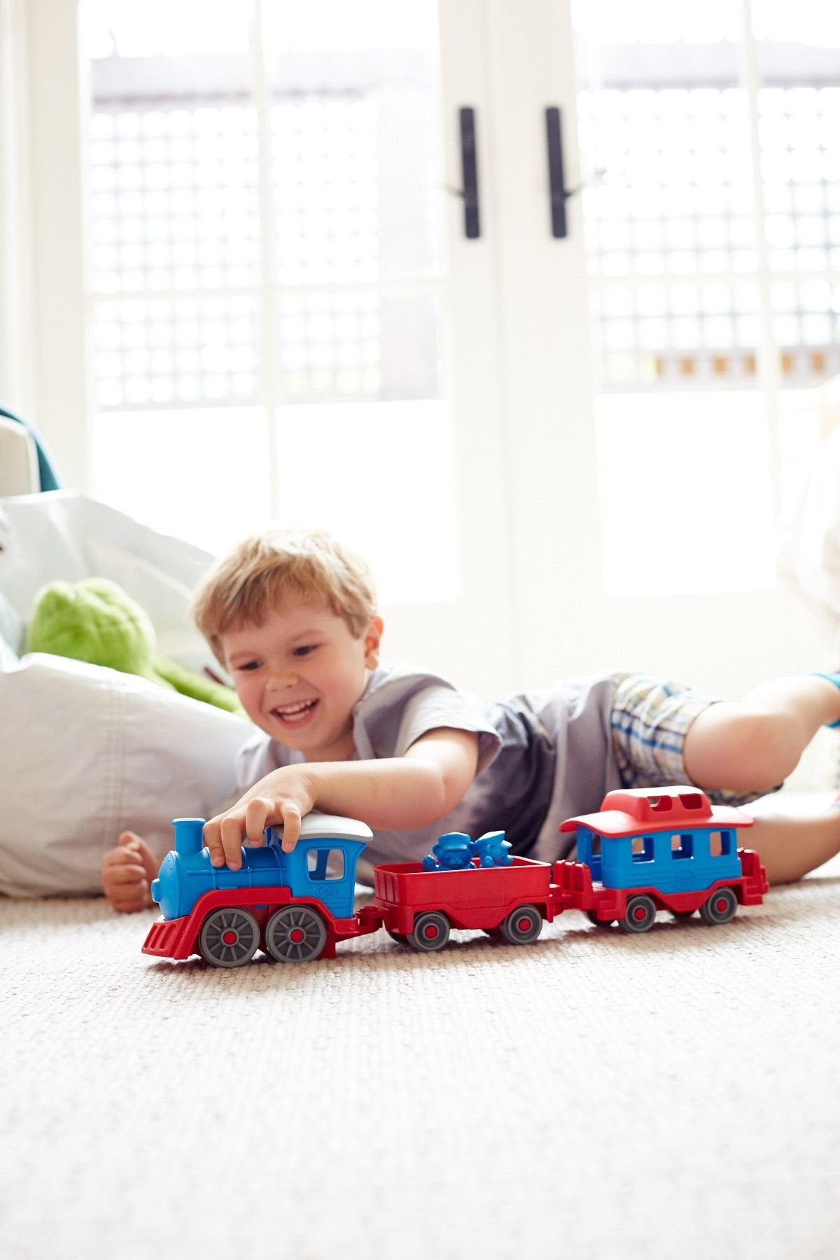 Green Toys Train - Blue | Made in USA, 100% Recycled Plastic, Dishwasher Safe