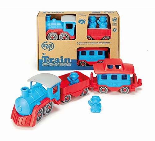Green Toys Train - Blue | Made in USA, 100% Recycled Plastic, Dishwasher Safe