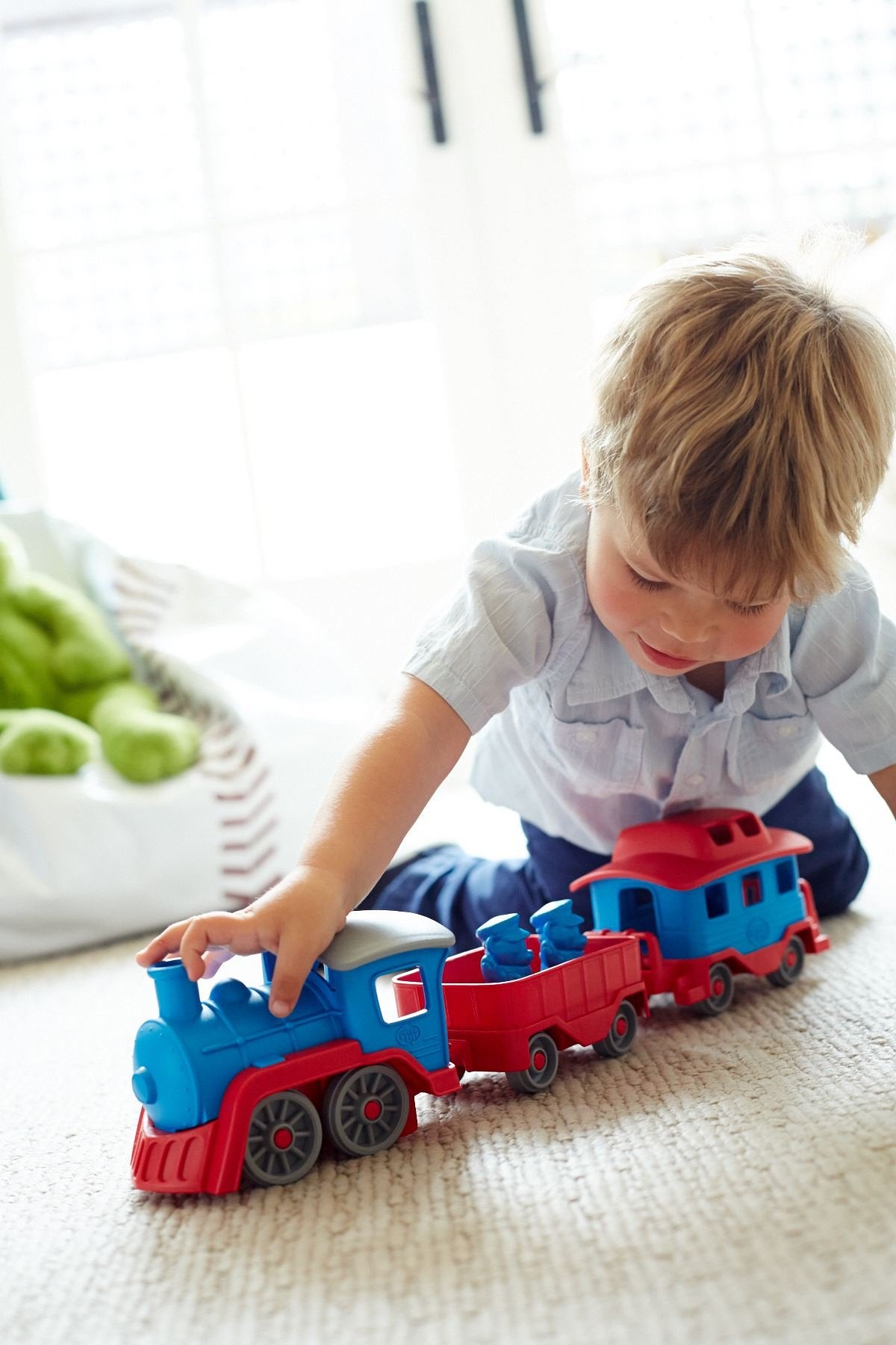 Green Toys Train - Blue | Made in USA, 100% Recycled Plastic, Dishwasher Safe