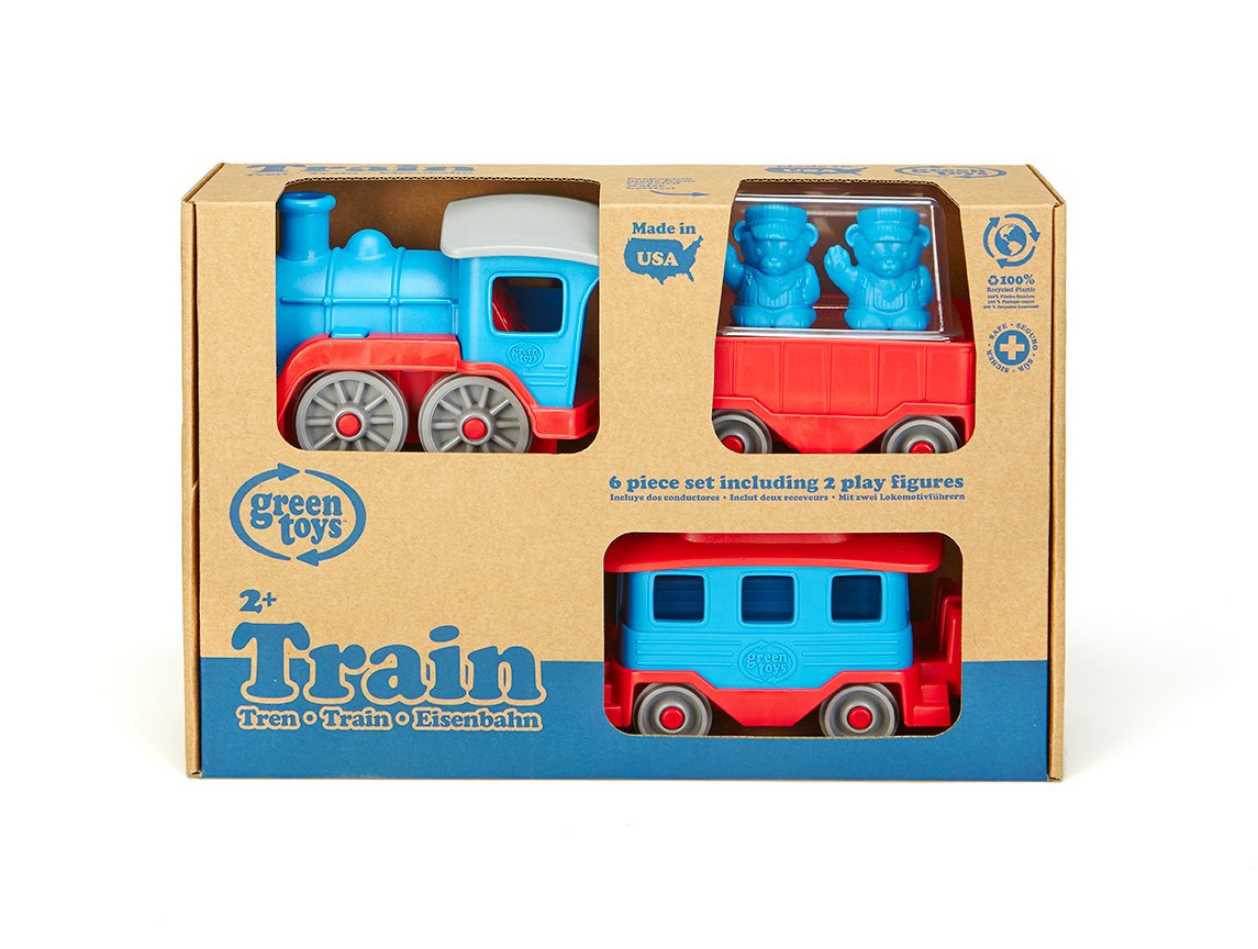 Green Toys Train - Blue | Made in USA, 100% Recycled Plastic, Dishwasher Safe