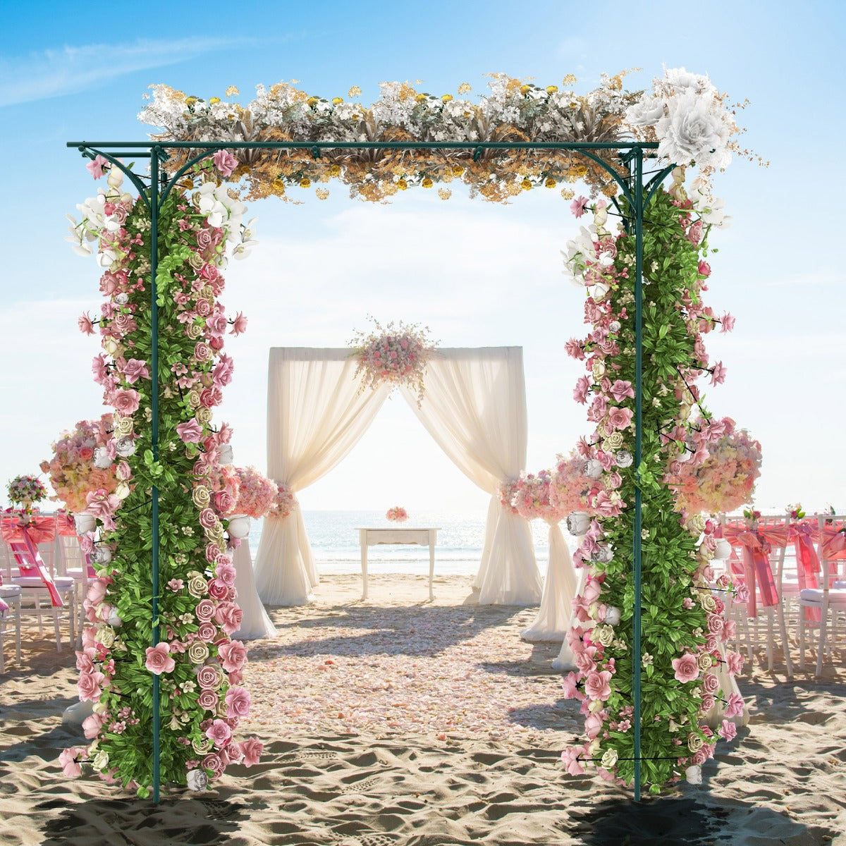 Metal Archway for Climbing Plants for Wedding Ceramony Party Backyard-Black