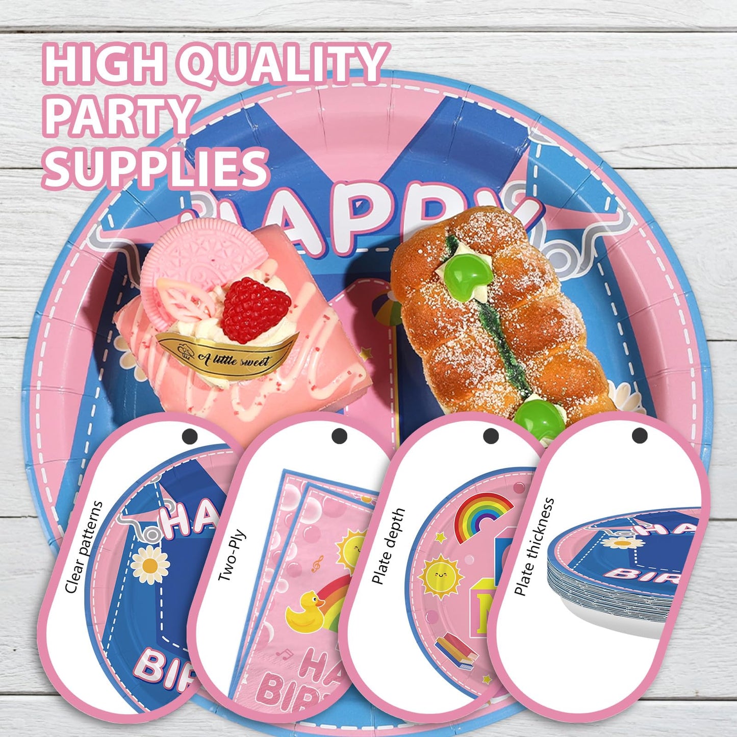 Greencian 96Pcs Pink Cowboy Party Tableware Set for Girls — Plates, Napkins & Forks (Serves 24)