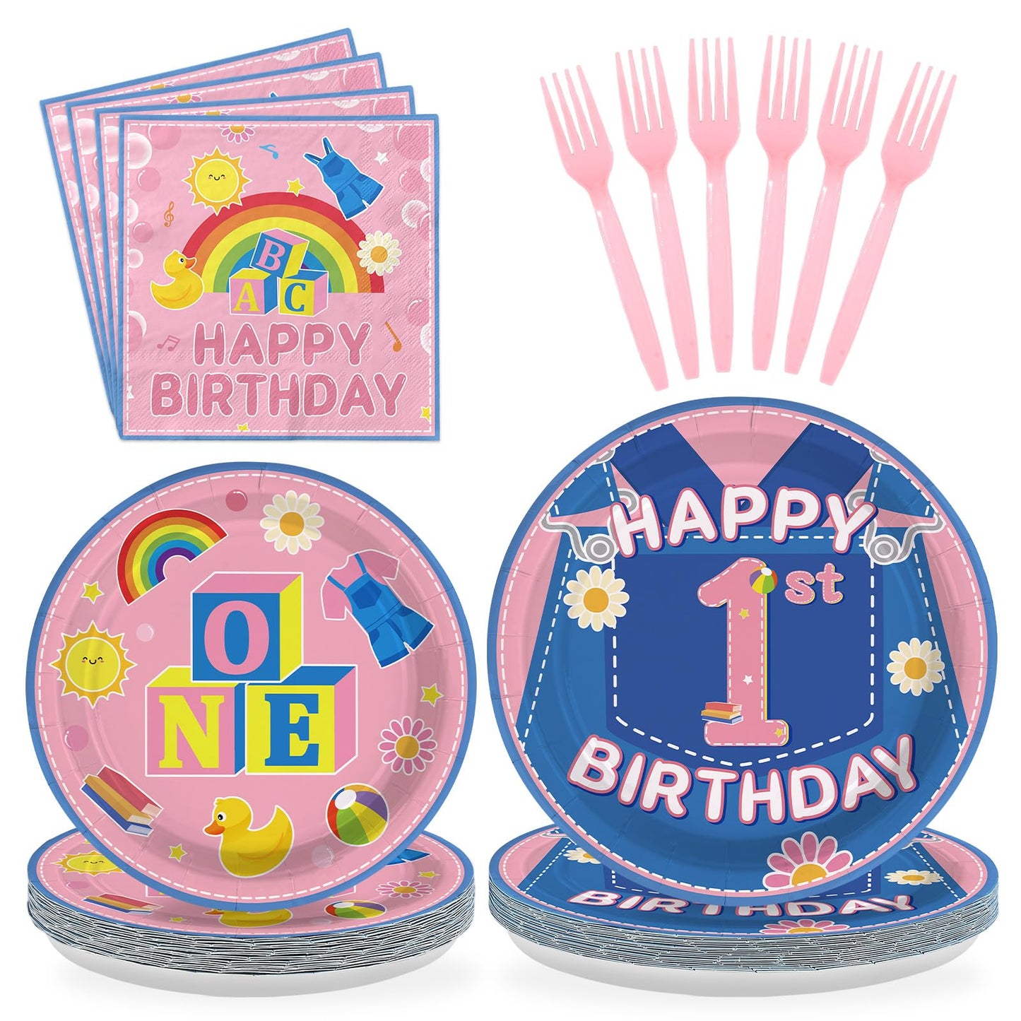 Greencian 96Pcs Pink Cowboy Party Tableware Set for Girls — Plates, Napkins & Forks (Serves 24)