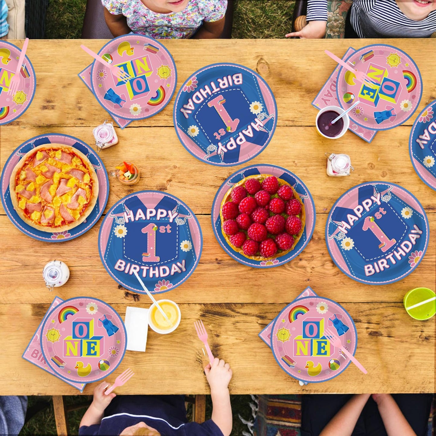 Greencian 96Pcs Pink Cowboy Party Tableware Set for Girls — Plates, Napkins & Forks (Serves 24)