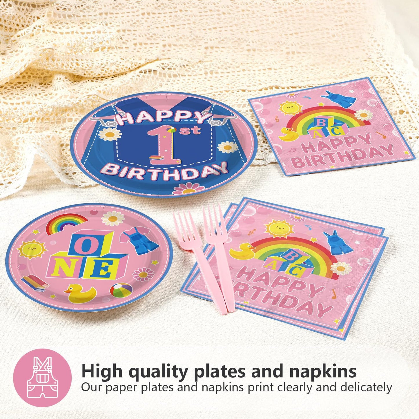 Greencian 96Pcs Pink Cowboy Party Tableware Set for Girls — Plates, Napkins & Forks (Serves 24)