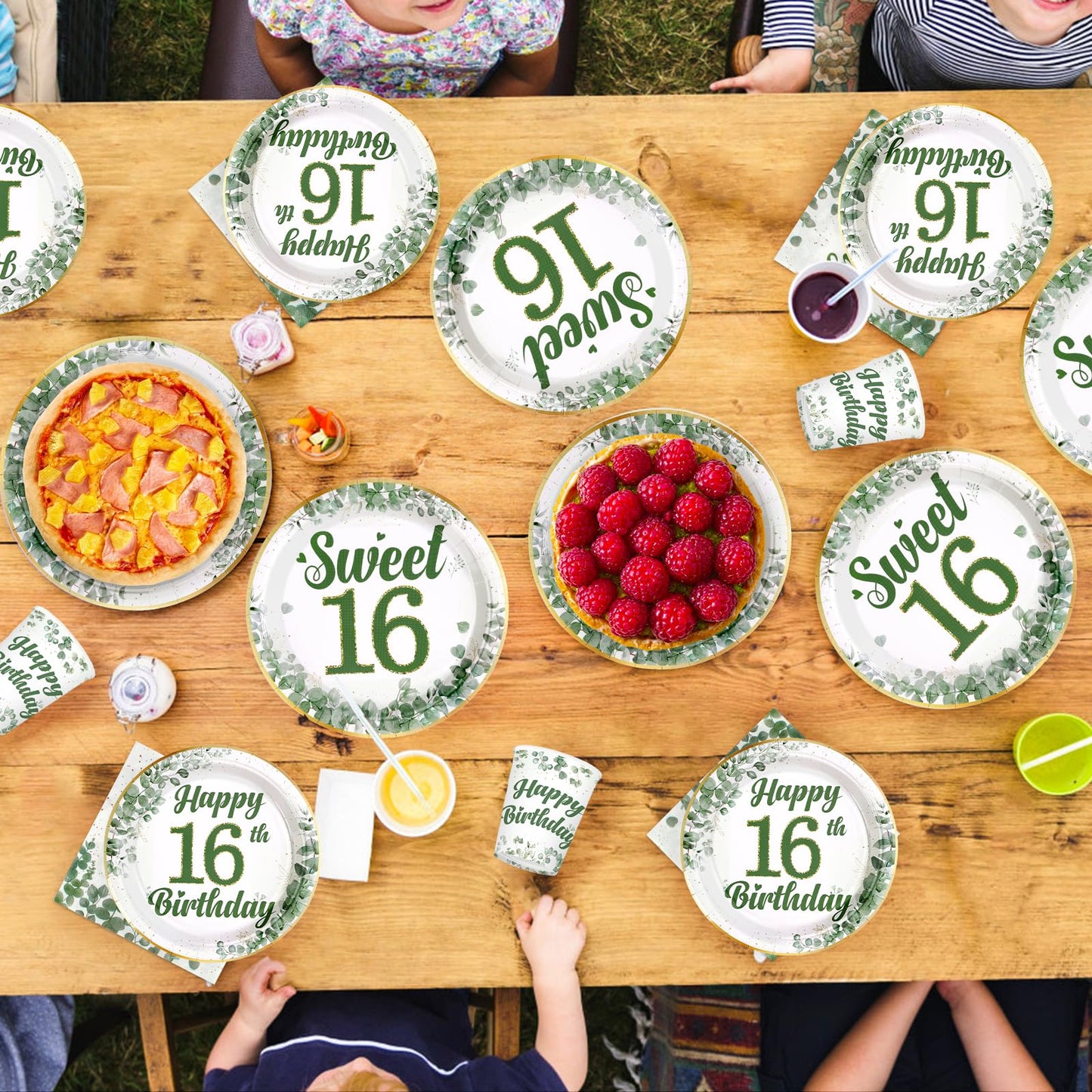 Greencian 250 Pcs Sweet 16 Sage Green Party Tableware Set – Serves 50