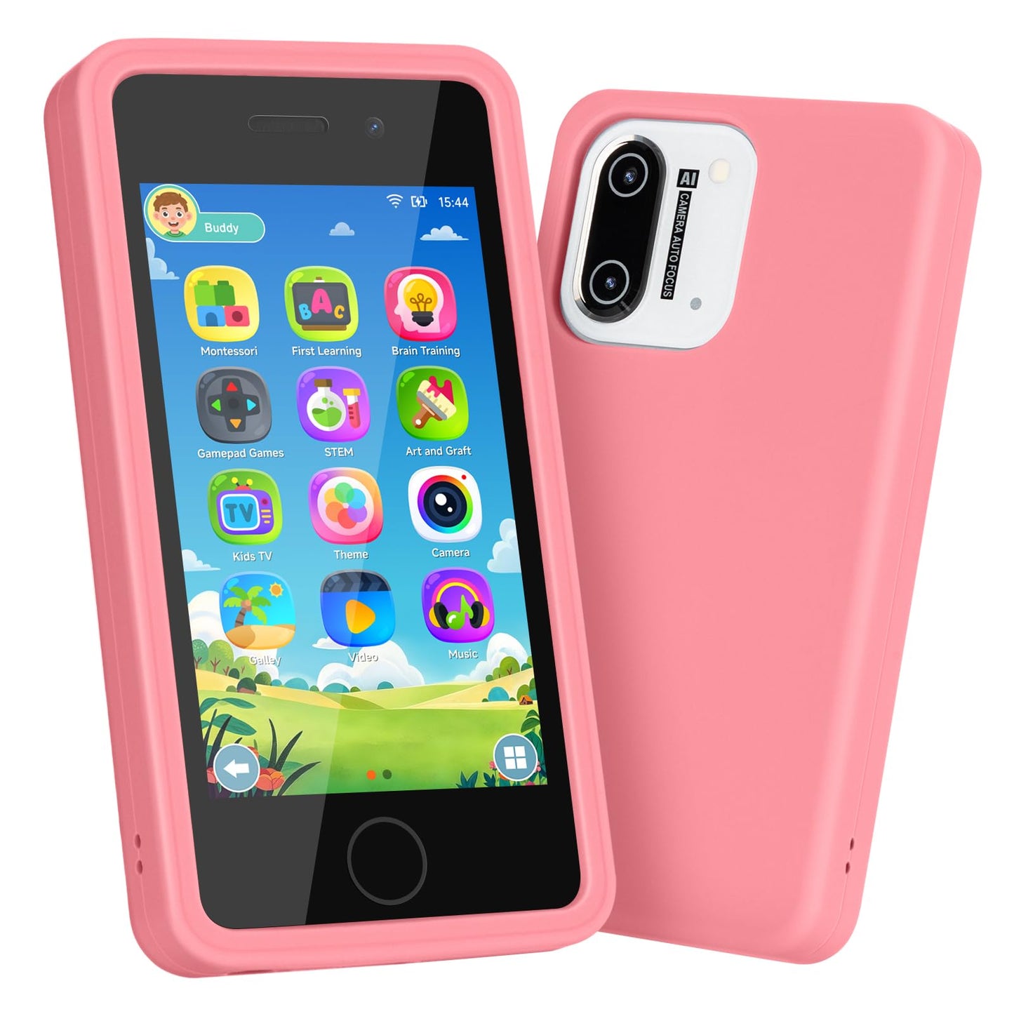 GREENCREEK 3.97-inch Touchscreen Kids Phone with 200+ Games & Dual Camera (Pink)