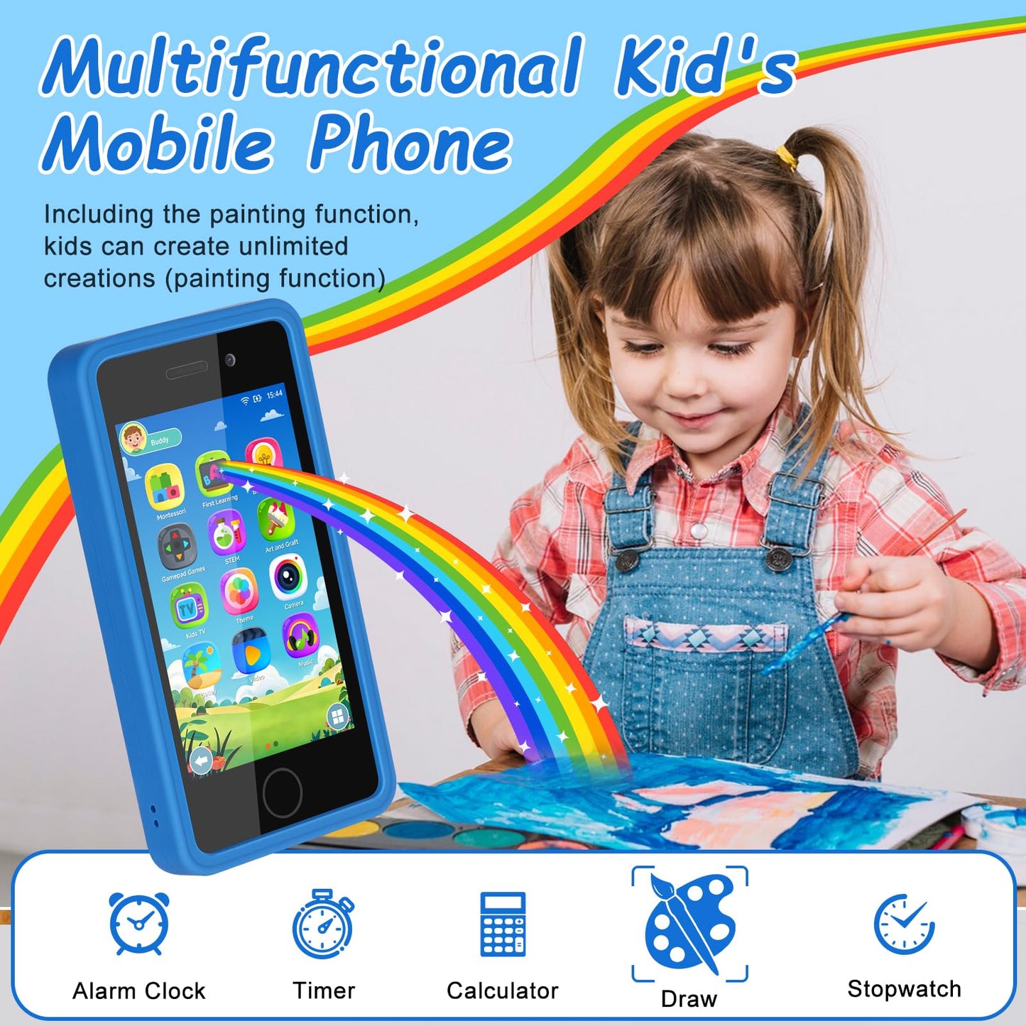 GREENCREEK 3.97-inch Touchscreen Kids Phone – 200+ Games, Dual Camera, Parental Controls