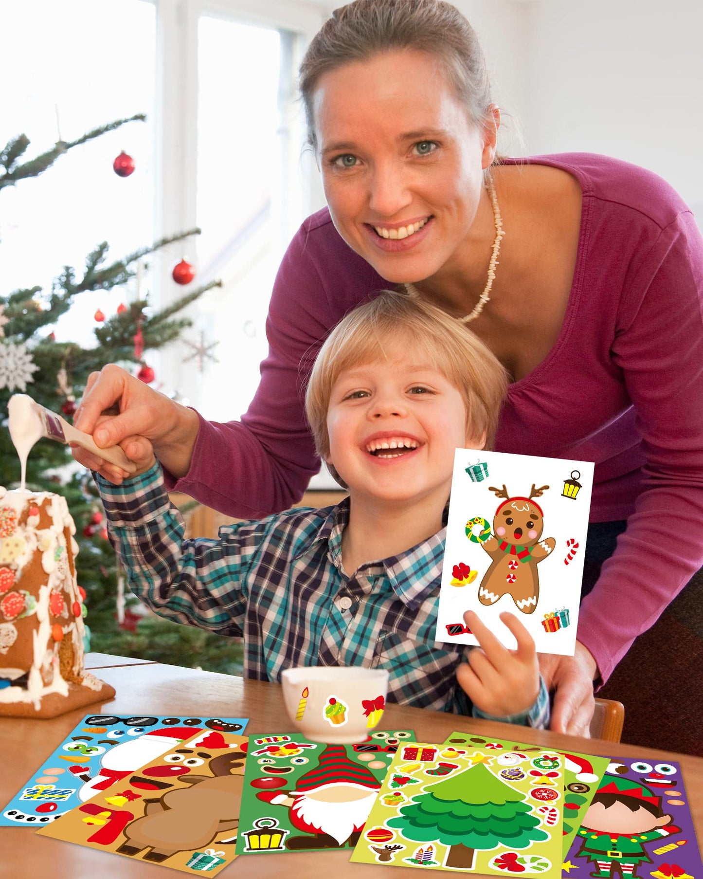 Greingways 42 Sheets Christmas Stickers – DIY Kids Crafts & Party Favors