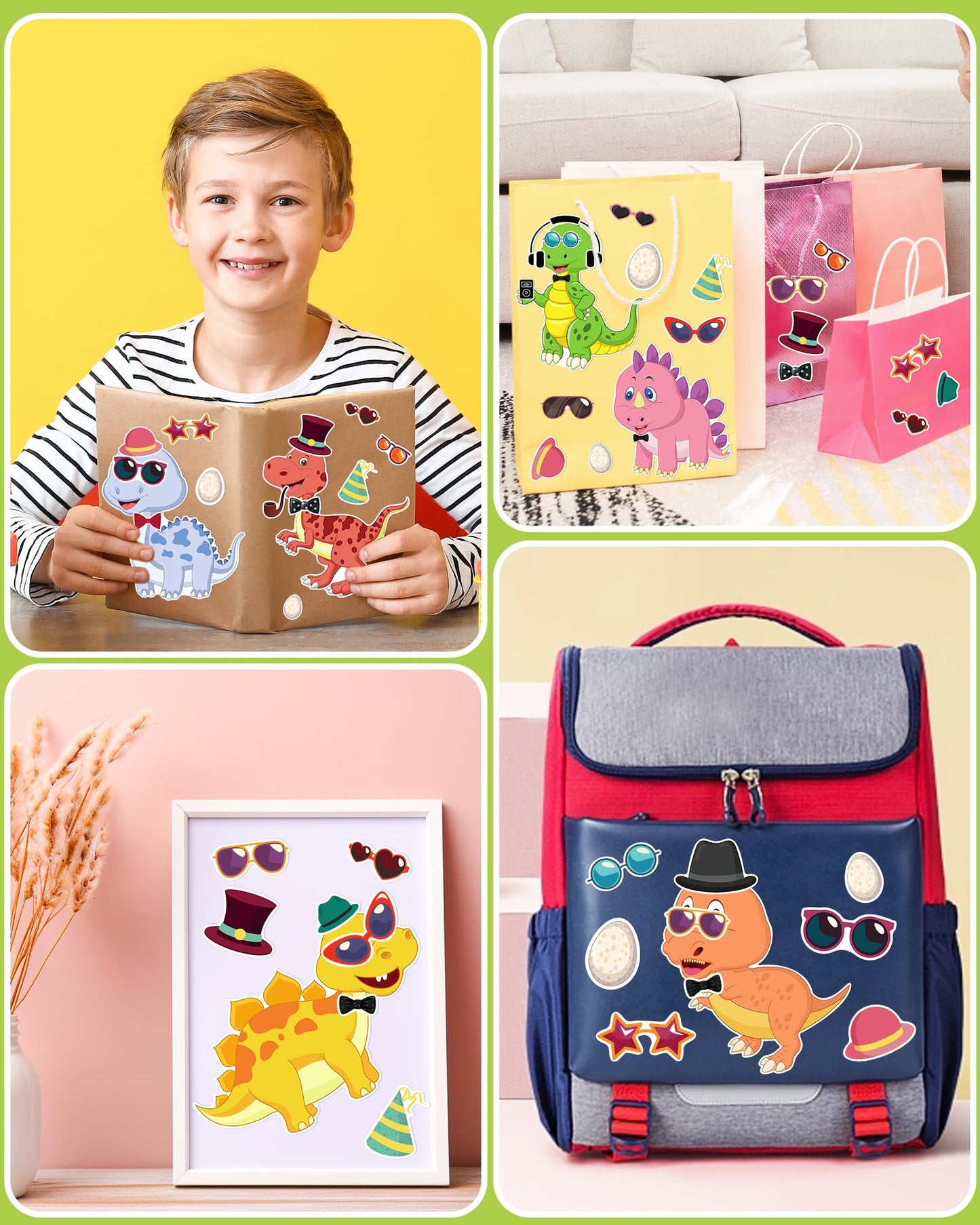 Greingways 24 Pcs Make Your Own Dinosaur Sticker Sheets – Kids DIY Party Favors & Craft Activity